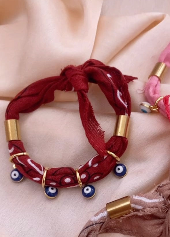 Spill The Wine Evil Eye Bandana Charmer Bracelet