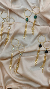 Gina Emerald Fringed Hoops