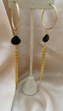 Gina Black Onyx Fringed Hoops