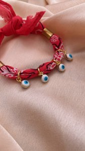 Hot Pink Evil Eye Bandana Charmer Bracelet