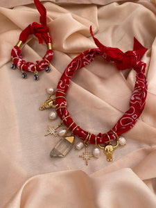 Rouge Evil Eye Bandana Charmer Bracelet