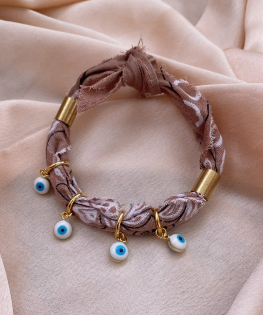 Sand Evil Eye Bandana Charmer Bracelet