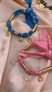 Electric Blue Evil Eye Bandana Charmer Anklet