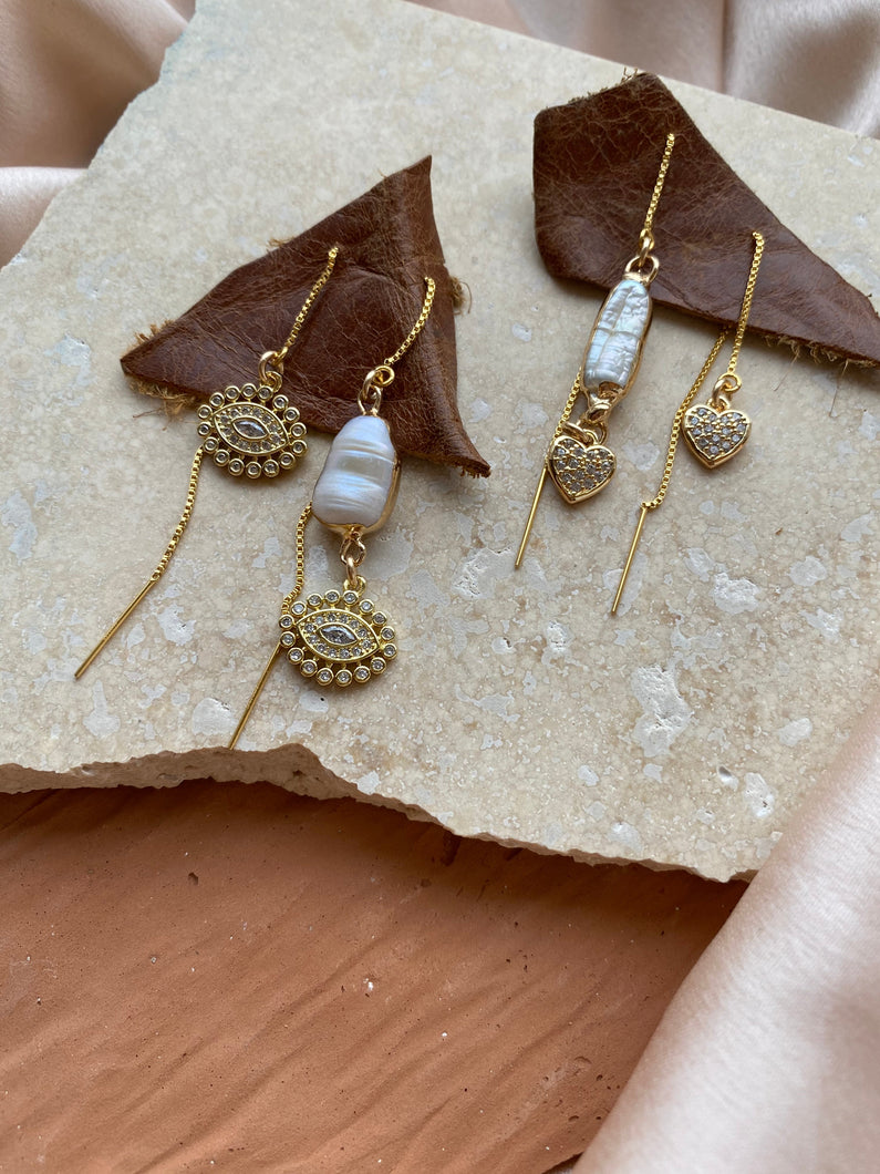 CZ Sweetheart Ear Threaders